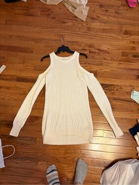 Michael Kors Cream Cold-Shoulder Knit Dress